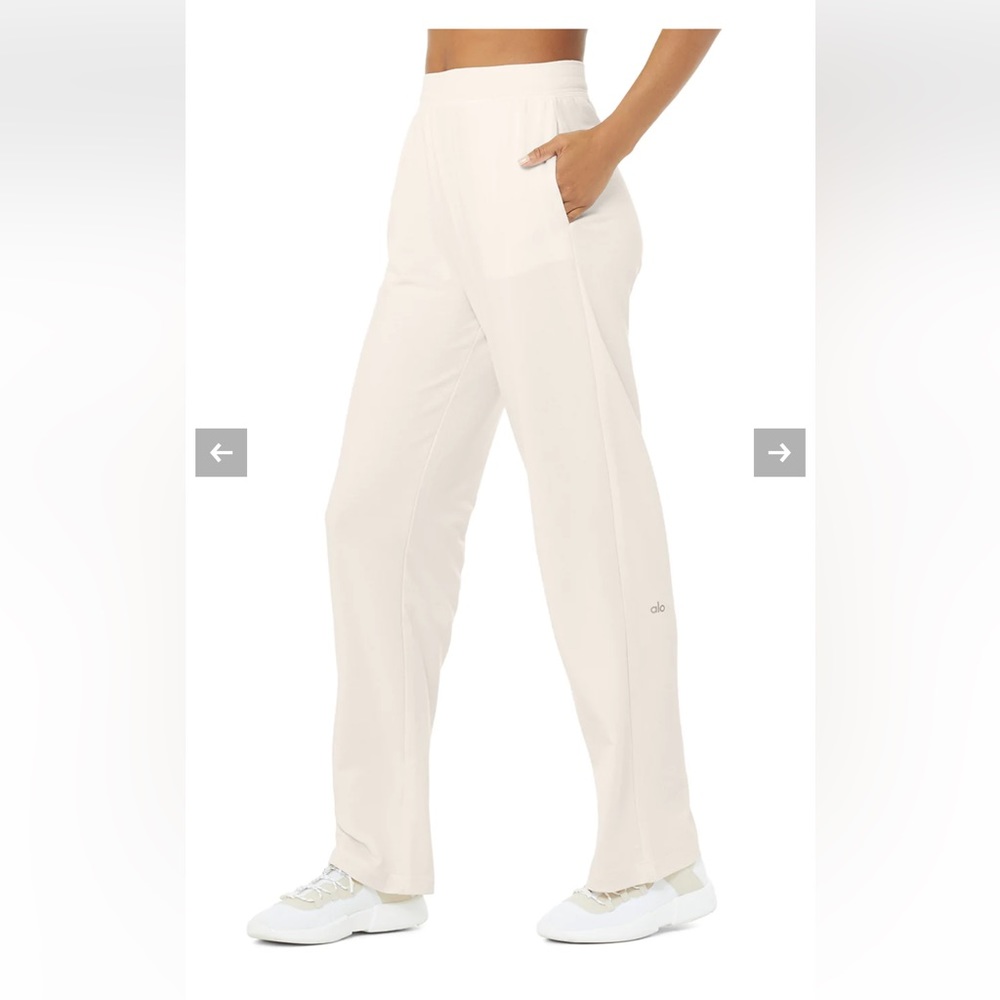 ALO Yoga White Waffle Straight Leg Pants